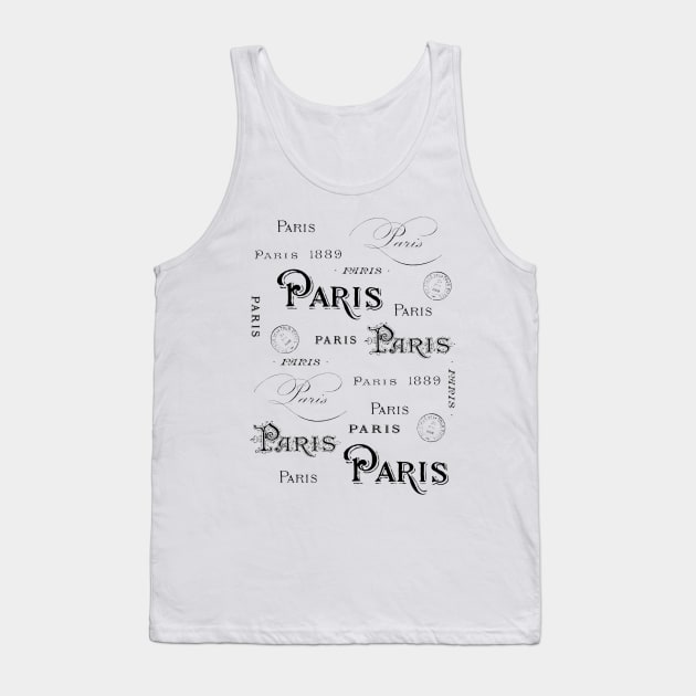 Paris Souvenir Antique Vintage France French Eiffel Tower Rue de Rivoli Seine Tank Top by Closeddoor